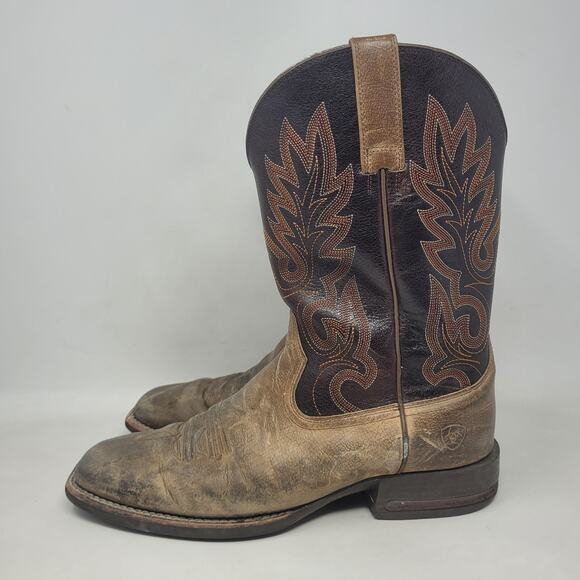 Ariat Boots Mens 10D Brown Leather Western Cowboy Square Toe 100038449 Layton - Picture 11 of 15